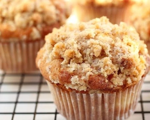 Easy Peach Muffins With Crumble Topping top view
