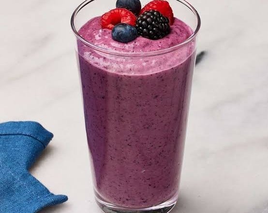 Easy Back to School Breakfast Fruit Smoothie top view