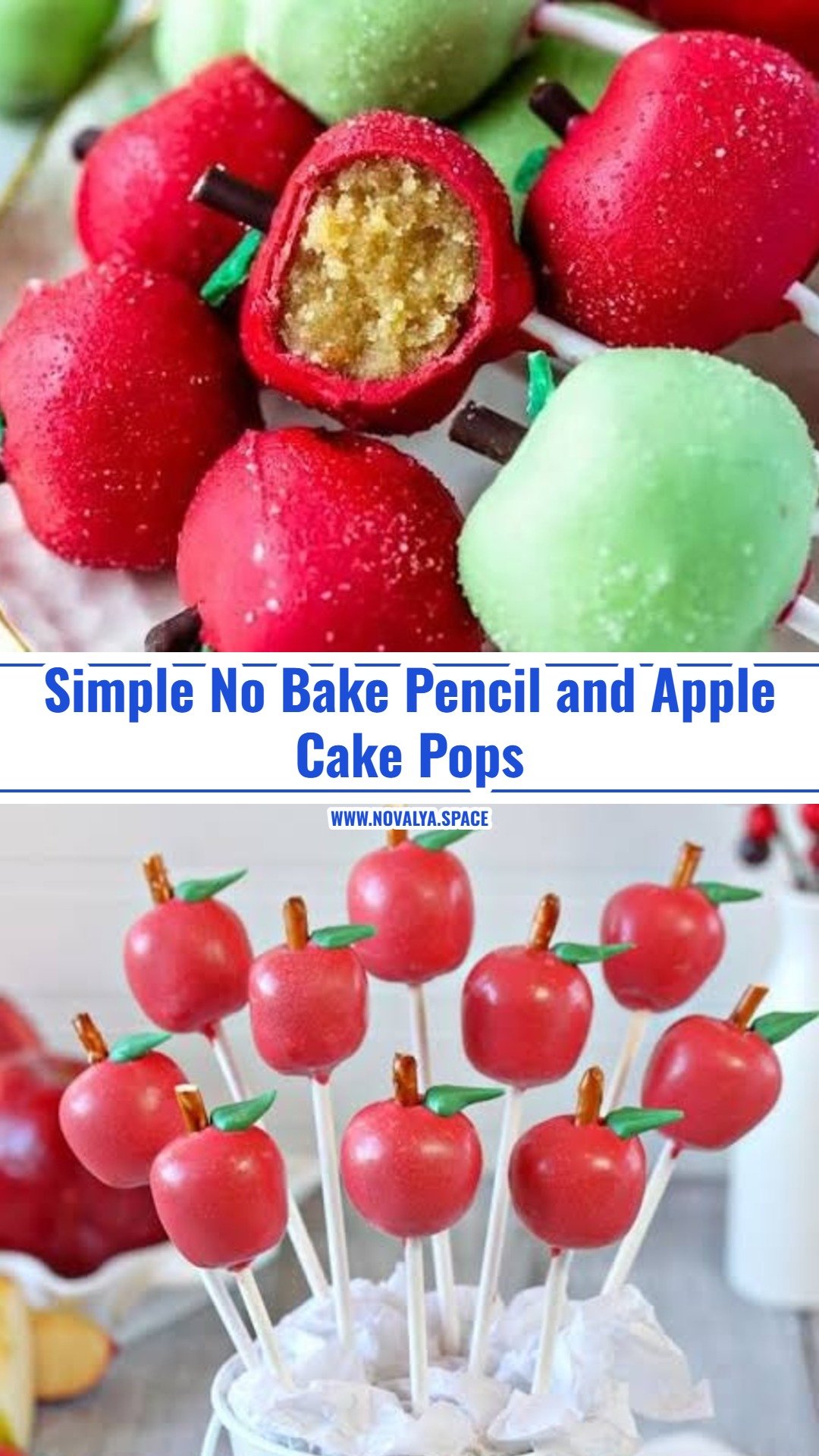 Easy No Bake Pencil and Apple Cake Pops