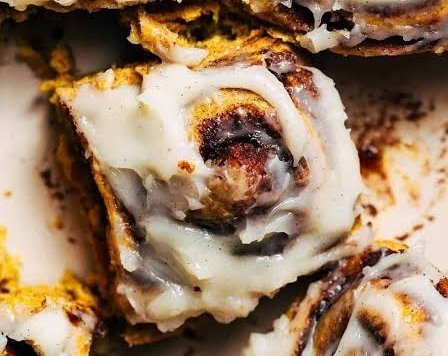 The Best Pumpkin Cinnamon Rolls For Fall Baking top view