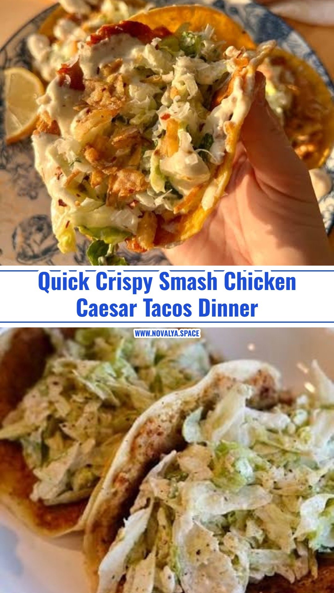 15 Minute Crispy Smash Chicken Caesar Tacos