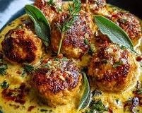 Best Creamy Pumpkin Chicken Meatballs in Sage Cream Sauce suggested serving