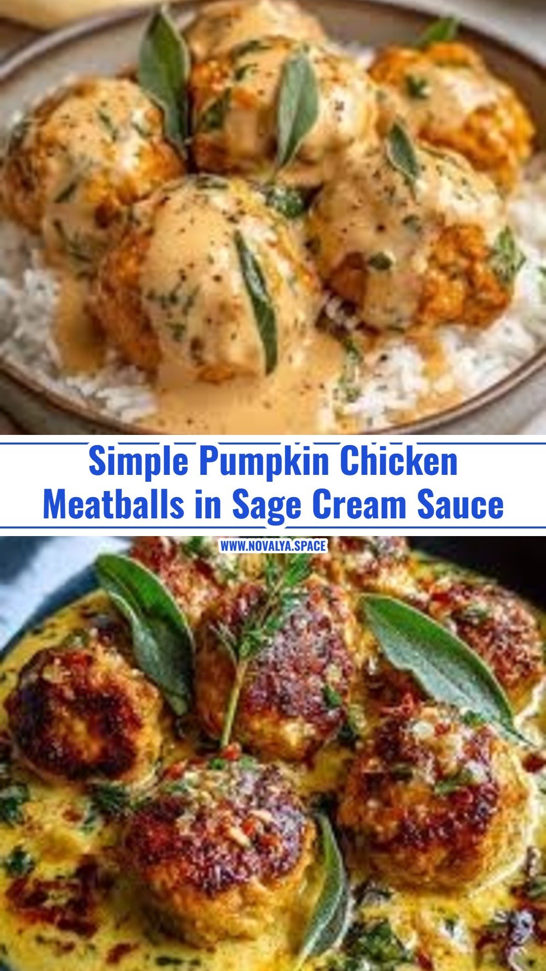 Best Creamy Pumpkin Chicken Meatballs in Sage Cream Sauce