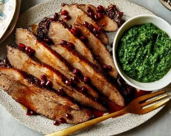 Best Honey Glazed Braised Brisket With Pomegranate top view