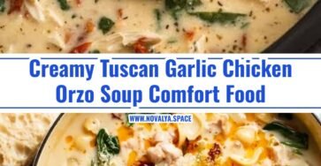 Cozy Creamy Crockpot Tuscan Garlic Chicken Orzo Soup