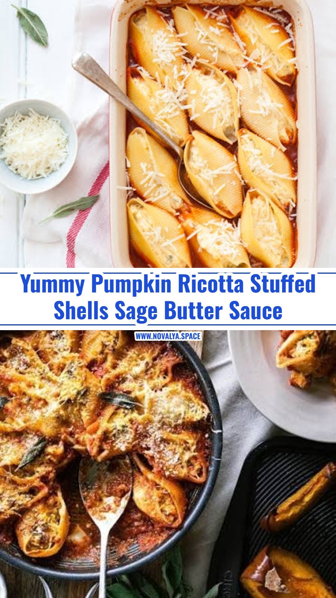 Creamy Pumpkin Ricotta Stuffed Shells Sage Butter Sauce