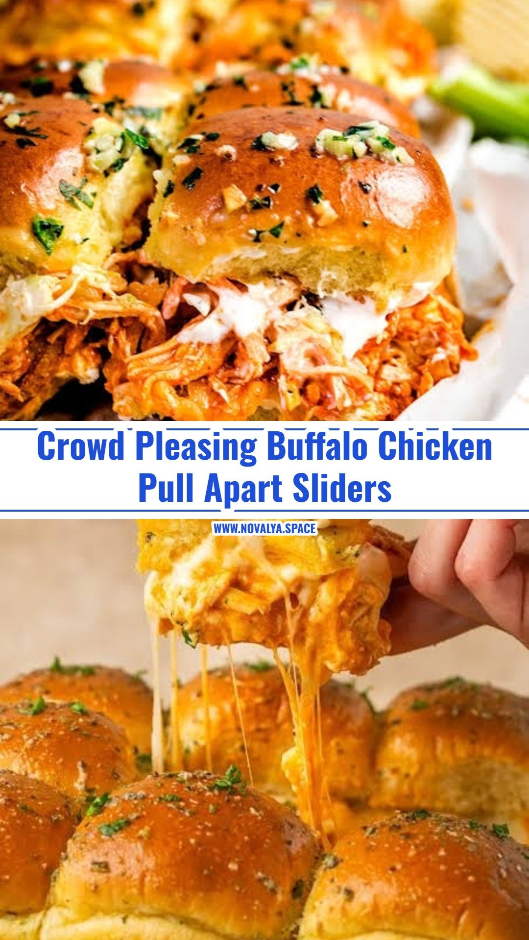 Easy Garlic Butter Buffalo Chicken Pull Apart Sliders
