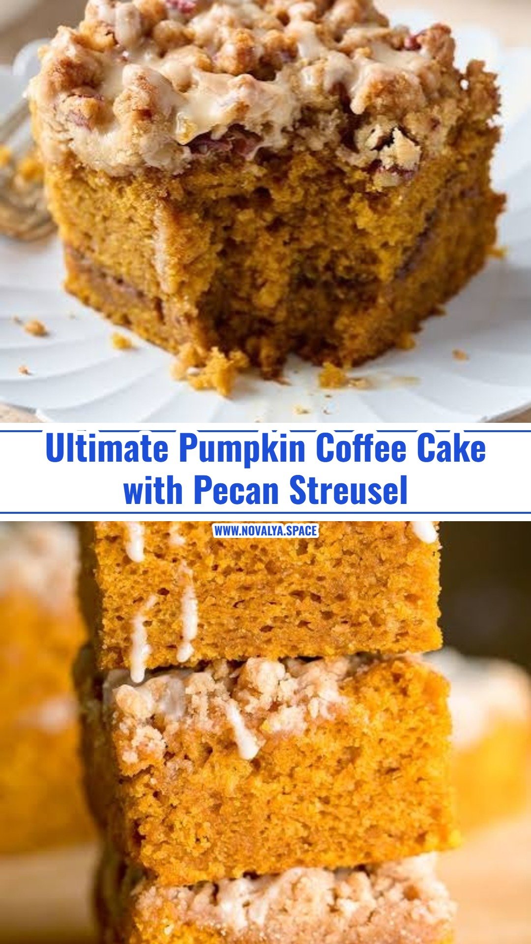 Easy Pumpkin Coffee Cake with Maple Pecan Streusel