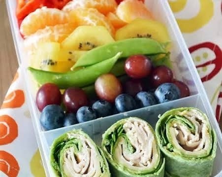 Easy Rainbow Turkey Pinwheel Bento Boxes suggested serving