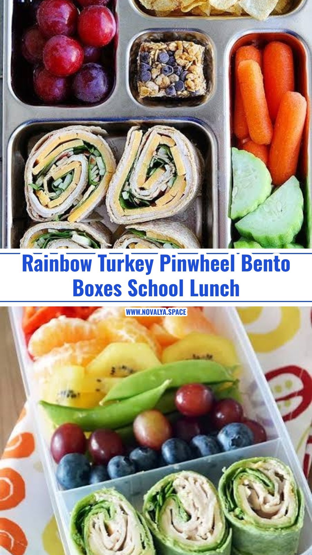 Easy Rainbow Turkey Pinwheel Bento Boxes