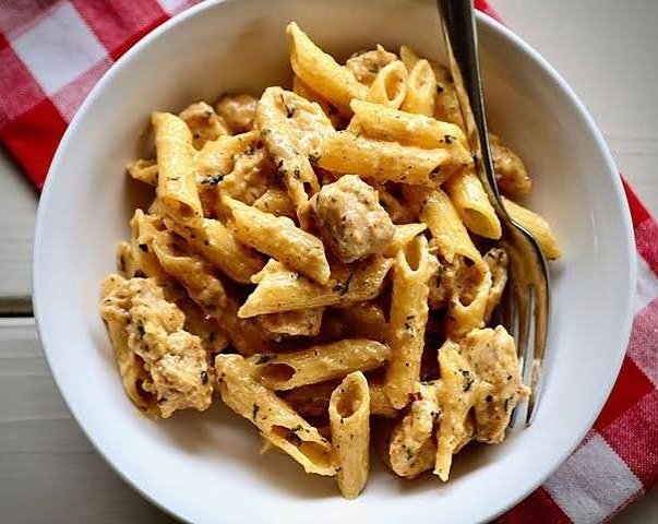 Quick and Easy Cowboy Butter Chicken Pasta Recipe top view