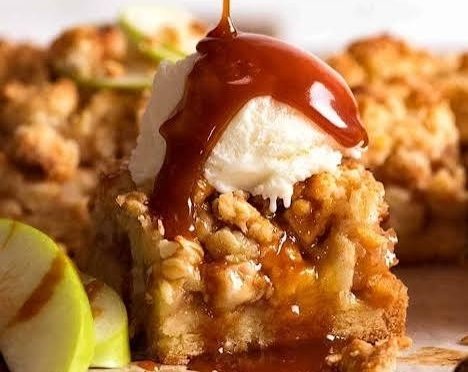 Salted Caramel Apple Cider Crumble Bars Are Magic top view