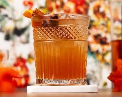 Spiced Maple Fig Bourbon Sour is the best fall drink top view