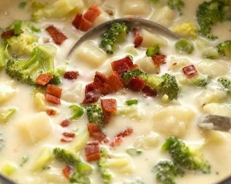 The Best Broccoli Cheddar Potato Soup Recipe Ever top view