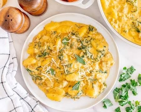 The Best Creamy Pumpkin Sausage Gnocchi Recipe Ever top view