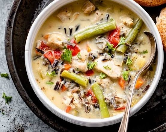 The Best Crockpot Chicken and Wild Rice Soup Recipe Ever top view