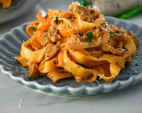 The Best Italian Drunken Noodles Recipe top view