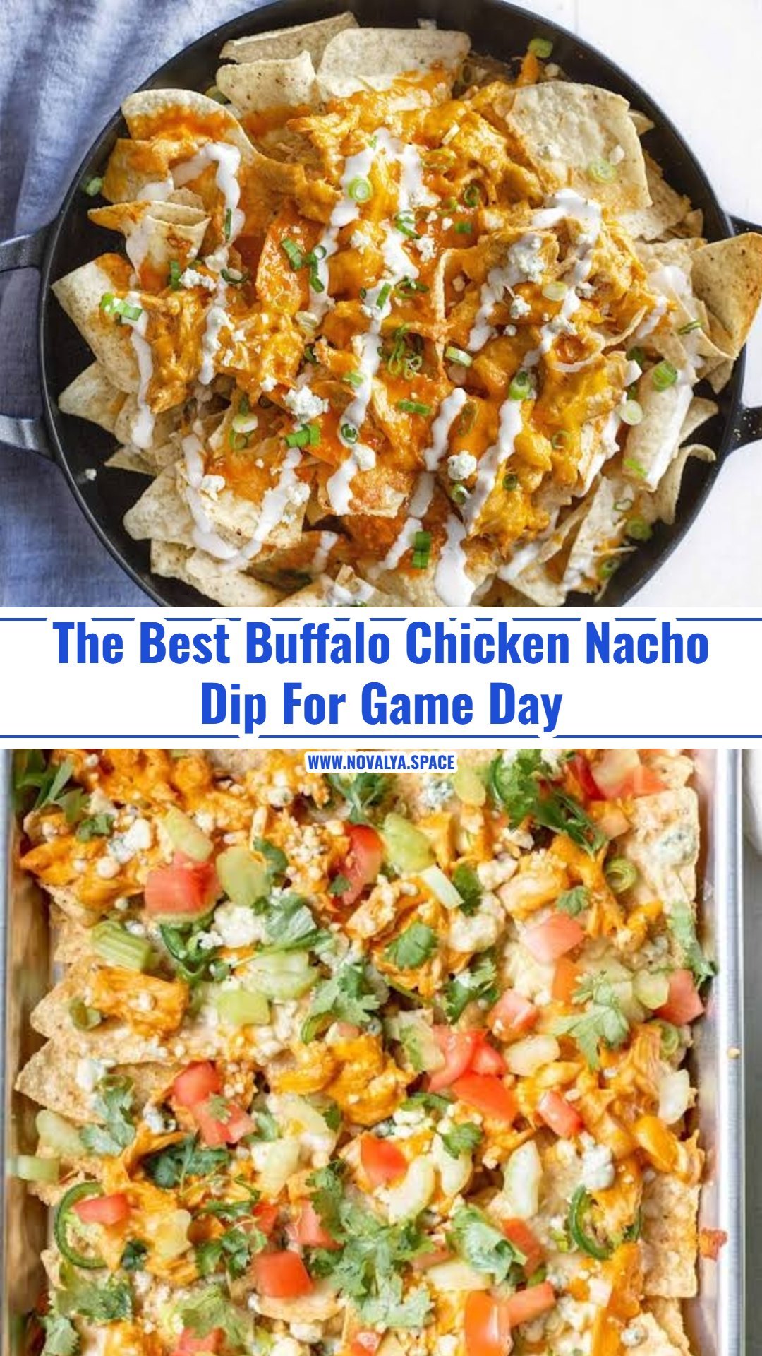 Ultimate Loaded Sheet Pan Buffalo Chicken Nacho Dip