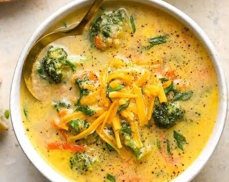 Viral 20 Minute Creamy Broccoli Cheddar Soup Secret top view