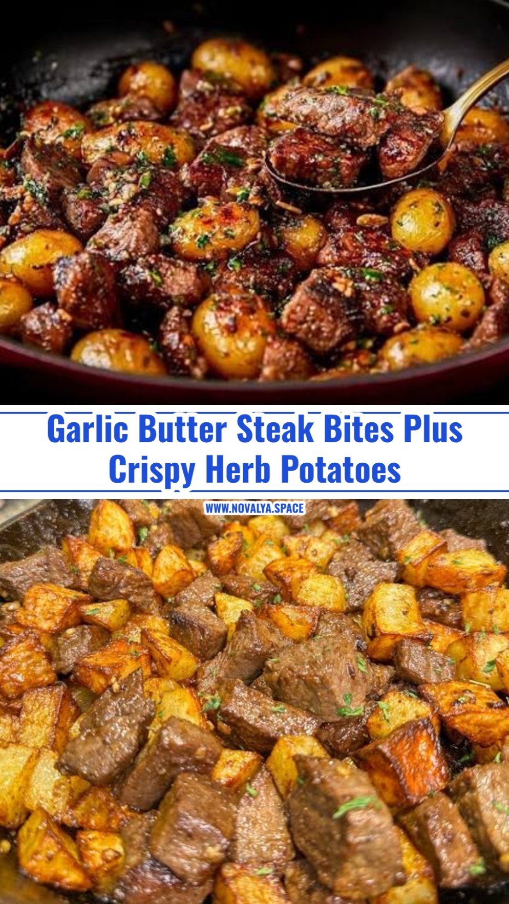 Viral Garlic Butter Steak Bites and Crispy Potatoes