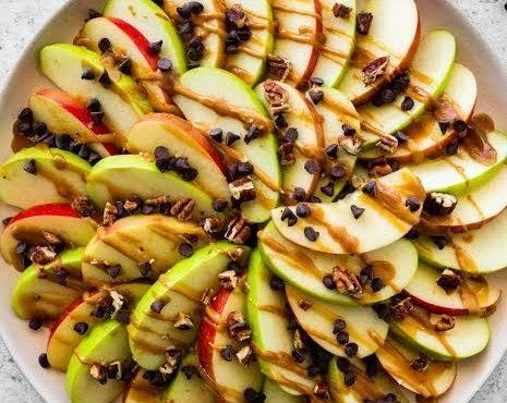 Viral Salted Caramel Apple Nachos With Pecans suggested serving